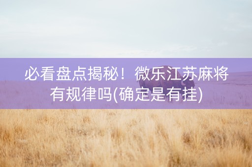 必看盘点揭秘！微乐江苏麻将有规律吗(确定是有挂)