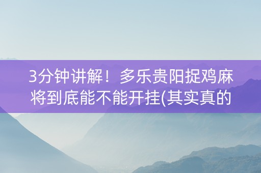 3分钟讲解！多乐贵阳捉鸡麻将到底能不能开挂(其实真的有挂)