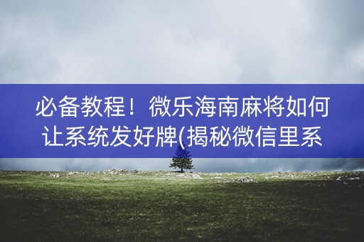 必备教程！微乐海南麻将如何让系统发好牌(揭秘微信里系统发好牌)