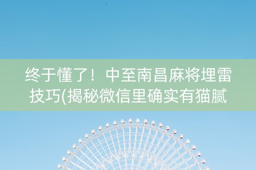 终于懂了！中至南昌麻将埋雷技巧(揭秘微信里确实有猫腻)