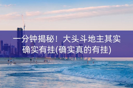 一分钟揭秘！大头斗地主其实确实有挂(确实真的有挂)