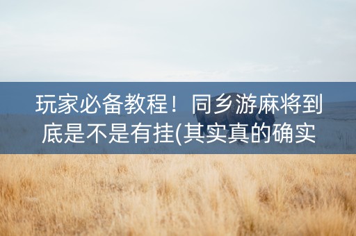 玩家必备教程！同乡游麻将到底是不是有挂(其实真的确实有挂)