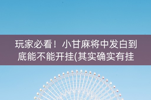 玩家必看！小甘麻将中发白到底能不能开挂(其实确实有挂)