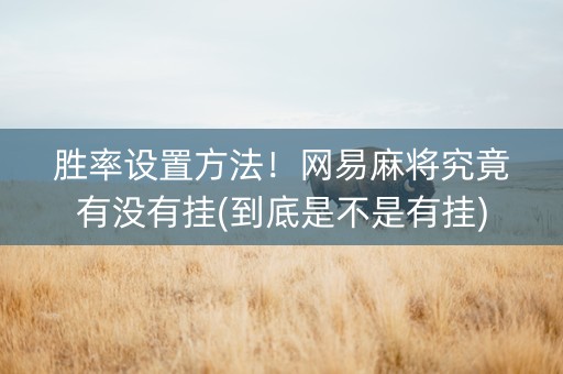 胜率设置方法！网易麻将究竟有没有挂(到底是不是有挂)