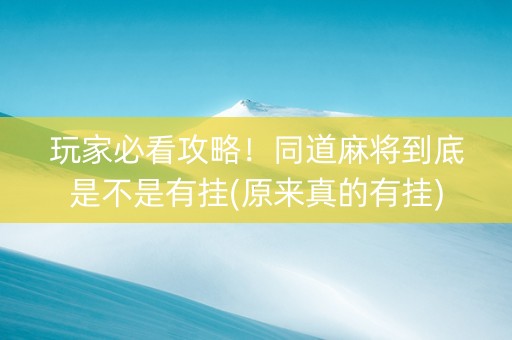玩家必看攻略！同道麻将到底是不是有挂(原来真的有挂)