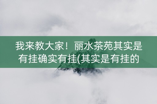 我来教大家！丽水茶苑其实是有挂确实有挂(其实是有挂的)