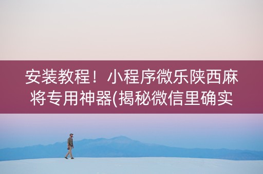 安装教程！小程序微乐陕西麻将专用神器(揭秘微信里确实有猫腻)