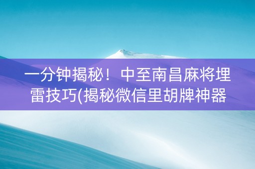 一分钟揭秘！中至南昌麻将埋雷技巧(揭秘微信里胡牌神器)