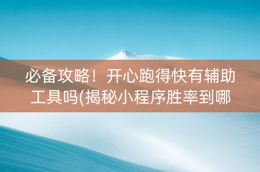 必备攻略！开心跑得快有辅助工具吗(揭秘小程序胜率到哪调)