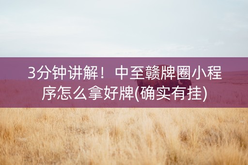 3分钟讲解！中至赣牌圈小程序怎么拿好牌(确实有挂)