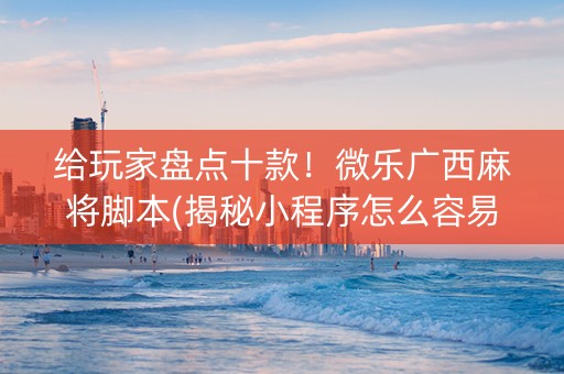 给玩家盘点十款！微乐广西麻将脚本(揭秘小程序怎么容易赢)