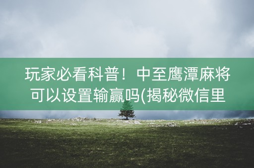 玩家必看科普！中至鹰潭麻将可以设置输赢吗(揭秘微信里自建房怎么赢)