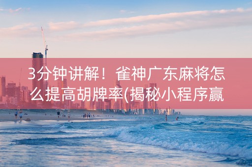 3分钟讲解！雀神广东麻将怎么提高胡牌率(揭秘小程序赢牌的技巧)