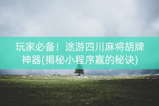 玩家必备！途游四川麻将胡牌神器(揭秘小程序赢的秘诀)