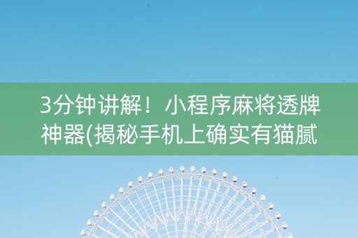 3分钟讲解！小程序麻将透牌神器(揭秘手机上确实有猫腻)