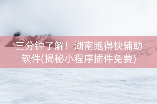 三分钟了解！湖南跑得快辅助软件(揭秘小程序插件免费)