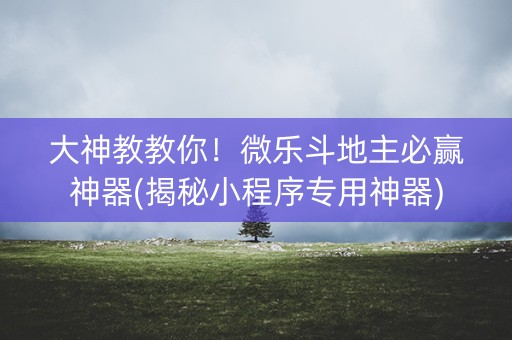 大神教教你！微乐斗地主必赢神器(揭秘小程序专用神器)