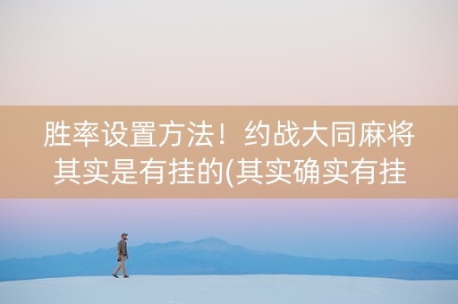 胜率设置方法！约战大同麻将其实是有挂的(其实确实有挂)