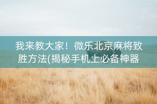 我来教大家！微乐北京麻将致胜方法(揭秘手机上必备神器)