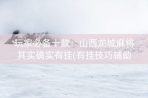 玩家必备十款！山西龙城麻将其实确实有挂(有挂技巧辅助器)