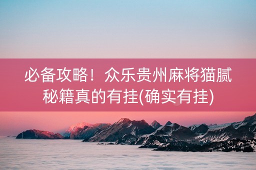 必备攻略！众乐贵州麻将猫腻秘籍真的有挂(确实有挂)