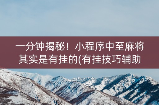 一分钟揭秘！小程序中至麻将其实是有挂的(有挂技巧辅助器)