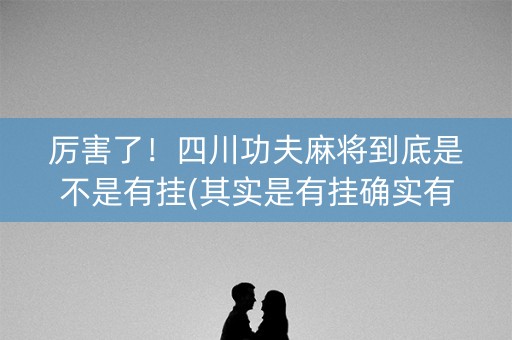 厉害了！四川功夫麻将到底是不是有挂(其实是有挂确实有挂)