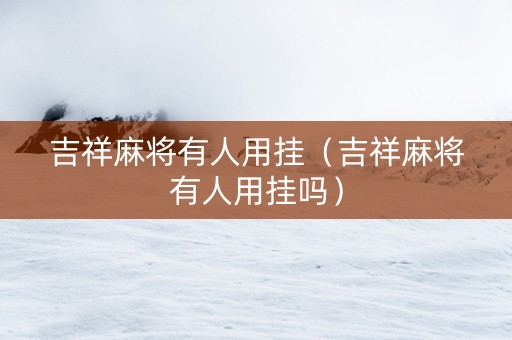吉祥麻将有人用挂（吉祥麻将有人用挂吗）