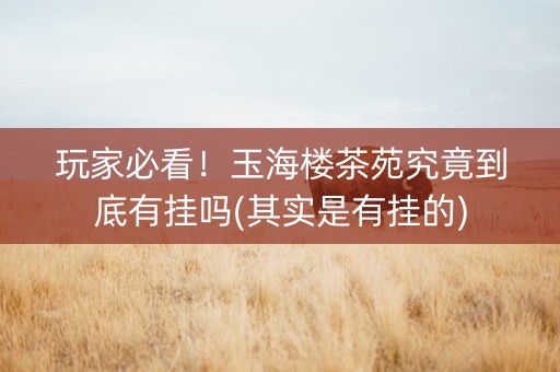 玩家必看！玉海楼茶苑究竟到底有挂吗(其实是有挂的)