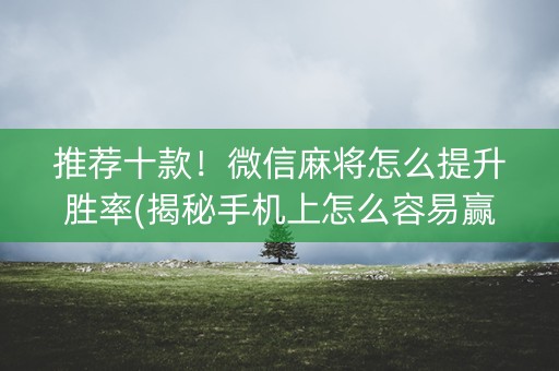 推荐十款！微信麻将怎么提升胜率(揭秘手机上怎么容易赢)