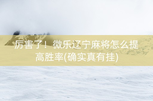 厉害了！微乐辽宁麻将怎么提高胜率(确实真有挂)
