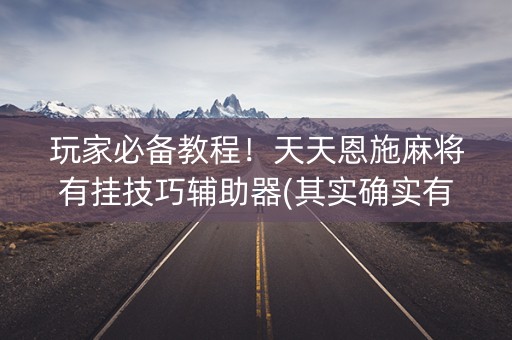 玩家必备教程！天天恩施麻将有挂技巧辅助器(其实确实有挂)