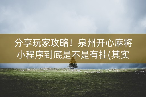 分享玩家攻略！泉州开心麻将小程序到底是不是有挂(其实是有挂确实有挂)