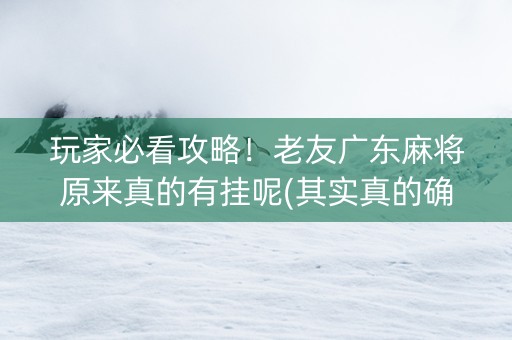 玩家必看攻略！老友广东麻将原来真的有挂呢(其实真的确实有挂)