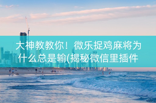 大神教教你！微乐捉鸡麻将为什么总是输(揭秘微信里插件购买)