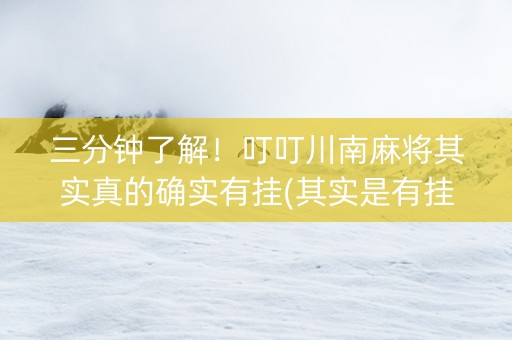 三分钟了解！叮叮川南麻将其实真的确实有挂(其实是有挂的)