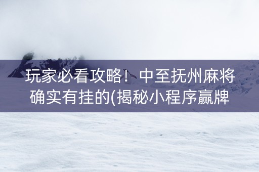 玩家必看攻略！中至抚州麻将确实有挂的(揭秘小程序赢牌的技巧)