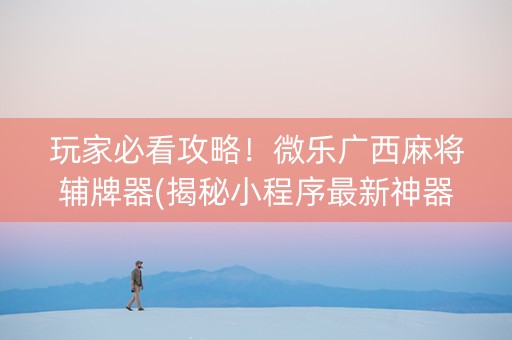 玩家必看攻略！微乐广西麻将辅牌器(揭秘小程序最新神器下载)