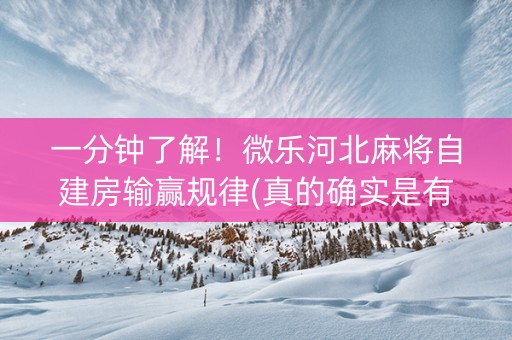 一分钟了解！微乐河北麻将自建房输赢规律(真的确实是有挂)