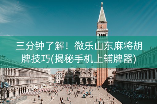 三分钟了解！微乐山东麻将胡牌技巧(揭秘手机上辅牌器)