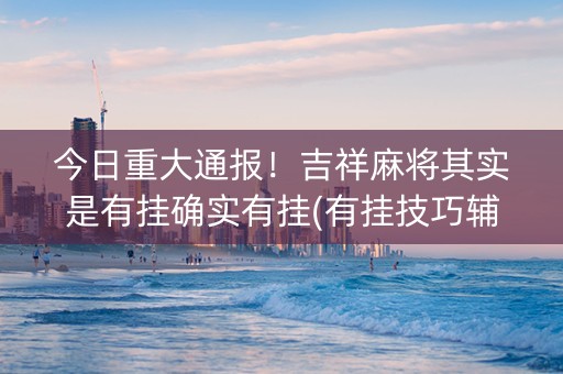 今日重大通报！吉祥麻将其实是有挂确实有挂(有挂技巧辅助器)
