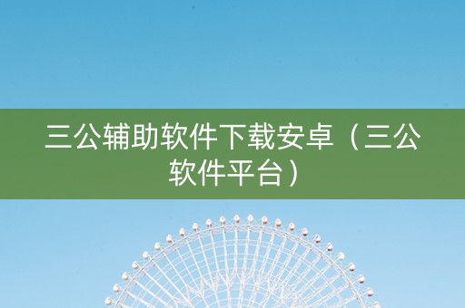 三公辅助软件下载安卓（三公软件平台）