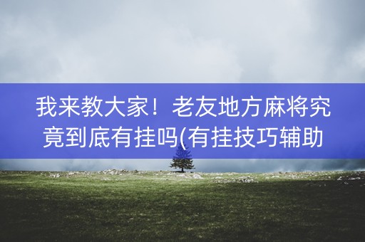 我来教大家！老友地方麻将究竟到底有挂吗(有挂技巧辅助器)