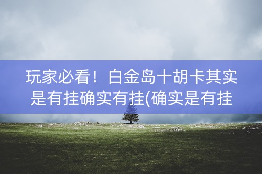 玩家必看！白金岛十胡卡其实是有挂确实有挂(确实是有挂的)