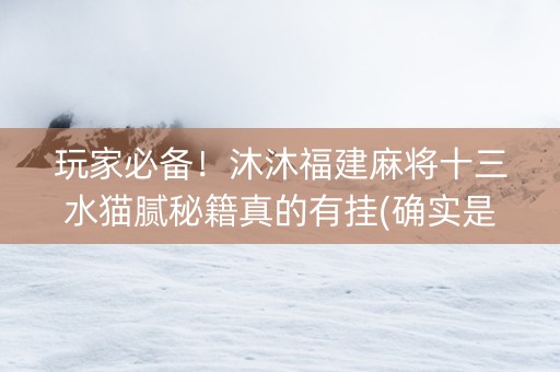 玩家必备！沐沐福建麻将十三水猫腻秘籍真的有挂(确实是有挂)