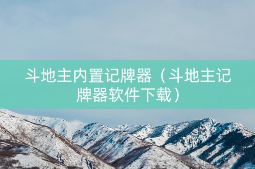 斗地主内置记牌器（斗地主记牌器软件下载）