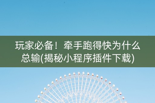 玩家必备！牵手跑得快为什么总输(揭秘小程序插件下载)