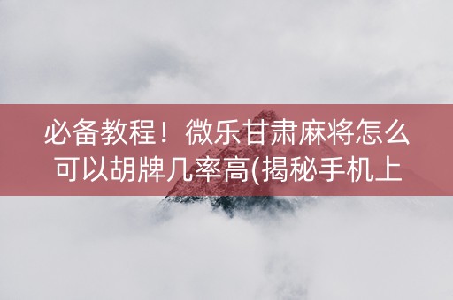 必备教程！微乐甘肃麻将怎么可以胡牌几率高(揭秘手机上专用神器下载)