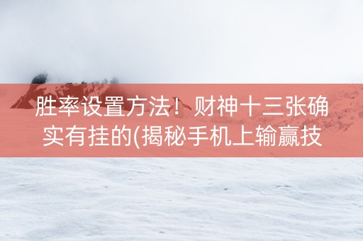 胜率设置方法！财神十三张确实有挂的(揭秘手机上输赢技巧)