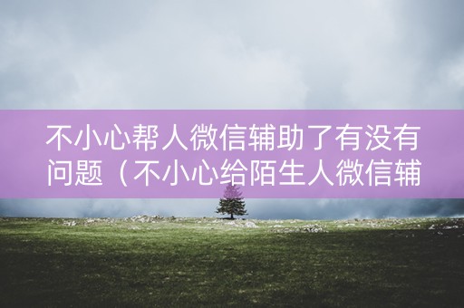 不小心帮人微信辅助了有没有问题（不小心给陌生人微信辅助了）
